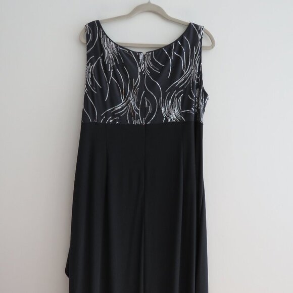 ALEX EVENINGS Gray Silver Sequin Ruched Maxi Evening Dress Gown - Size US 16W - Picture 11 of 15